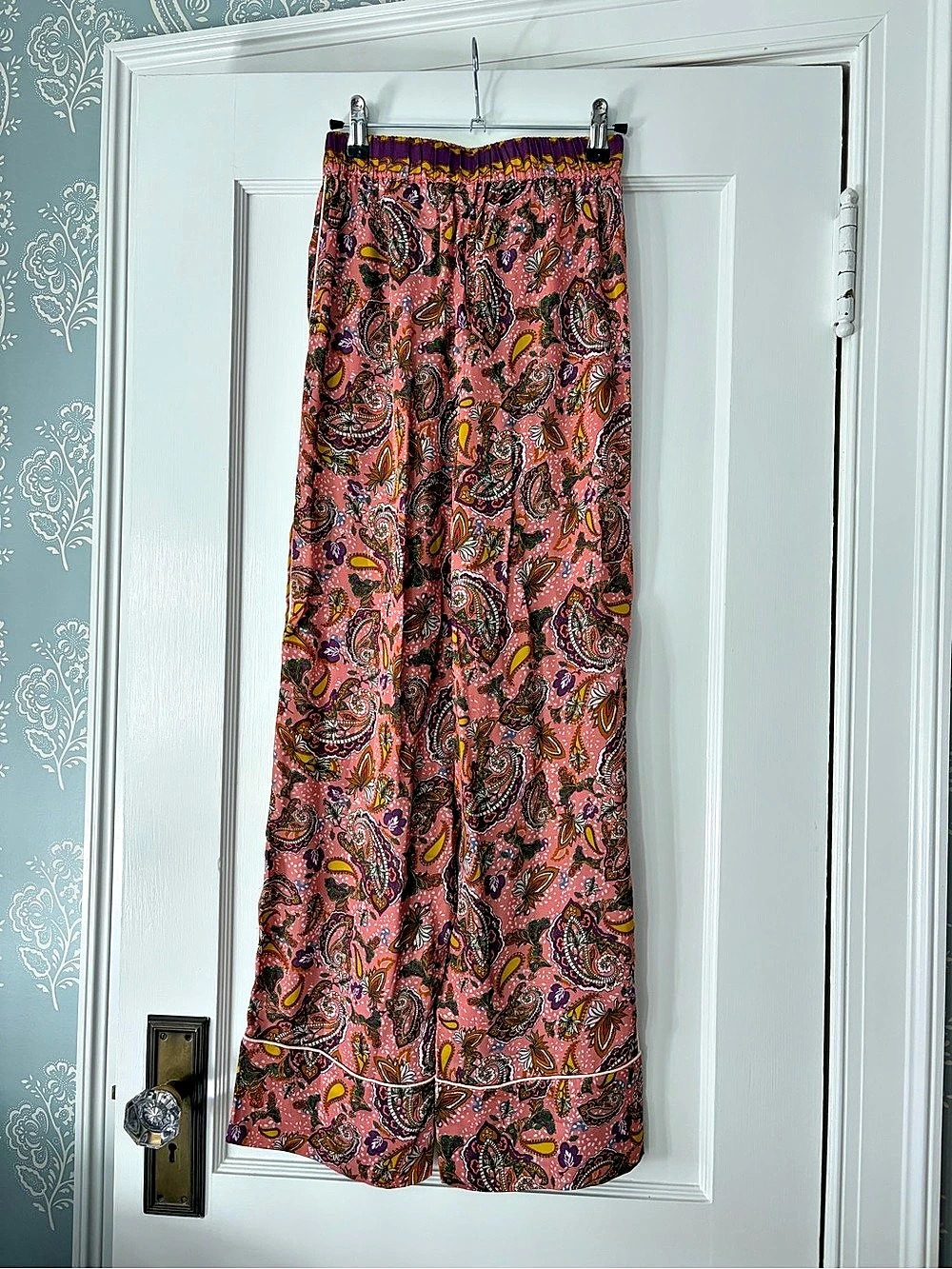 Carolina K Paisley Wide Leg Pants in Pink & Brown Like New